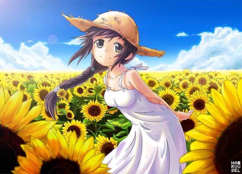 Girl in a sunflower field
