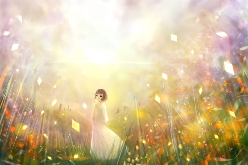 girl in a sunlit field