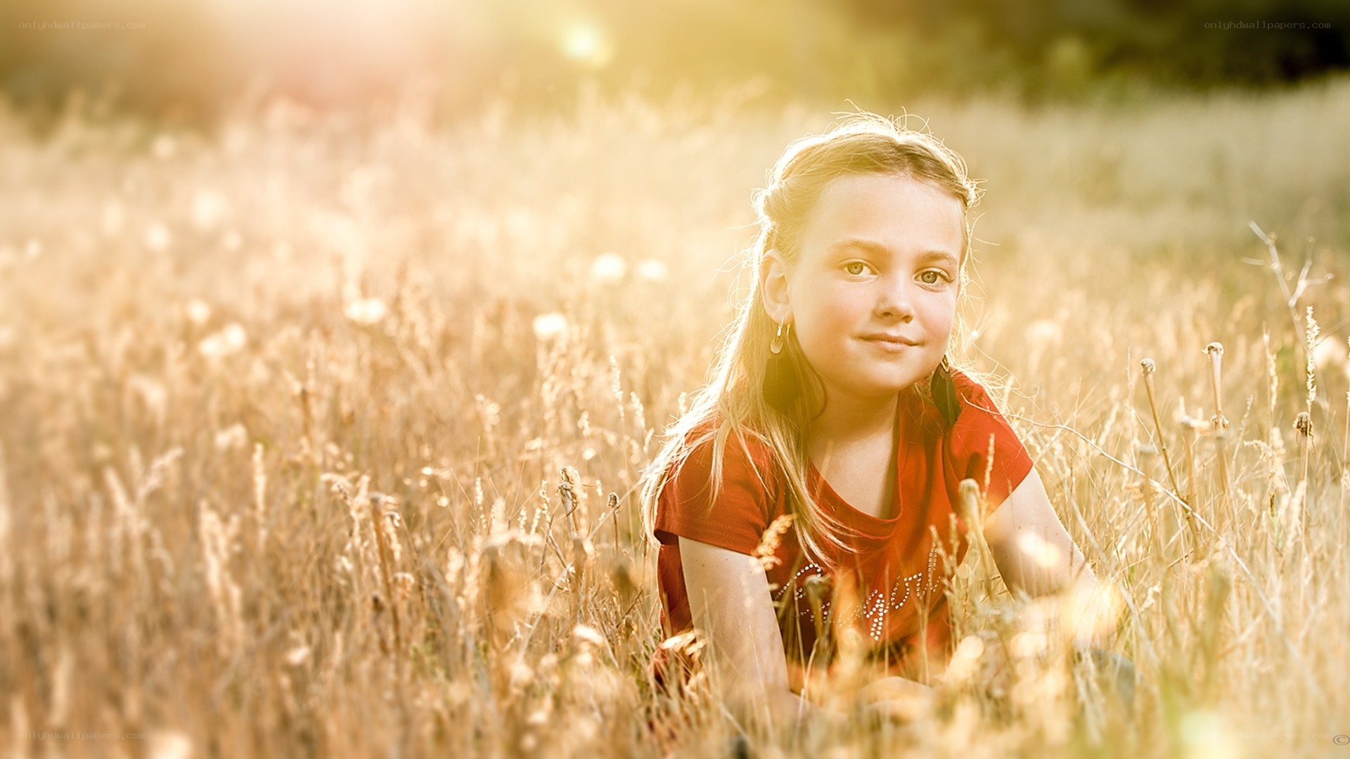 Girl in a sunlit field