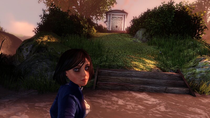 girl in a swampy landscape