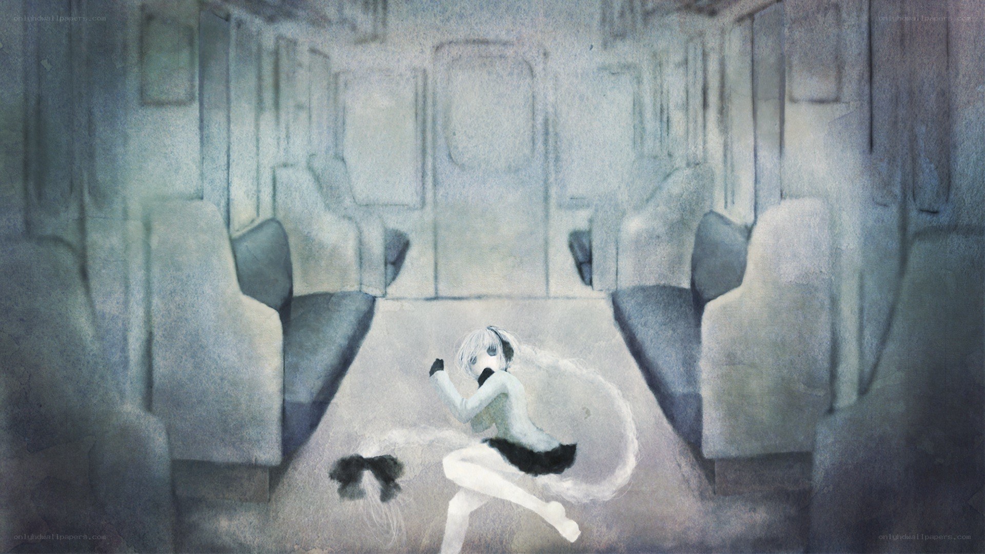 Girl in a train car
