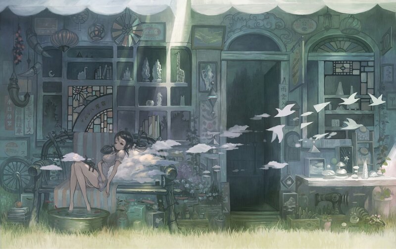 Girl in a whimsical shop
