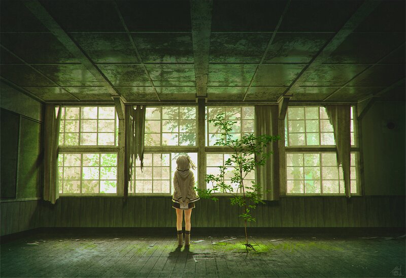 Girl in Abandoned Room