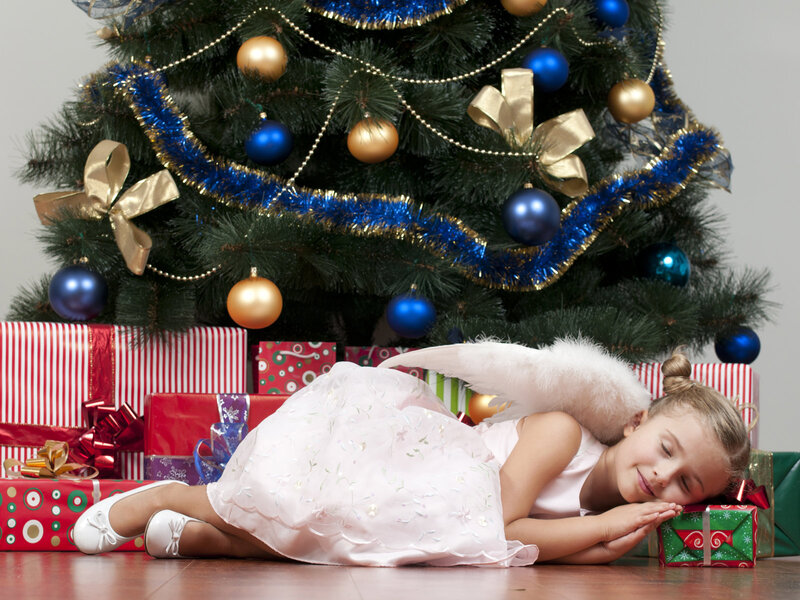 Girl in Angel Costume — Green, Peaceful