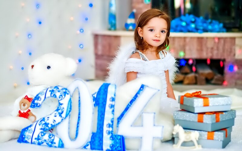 Girl in Angel Costume — White, Festive, Winter