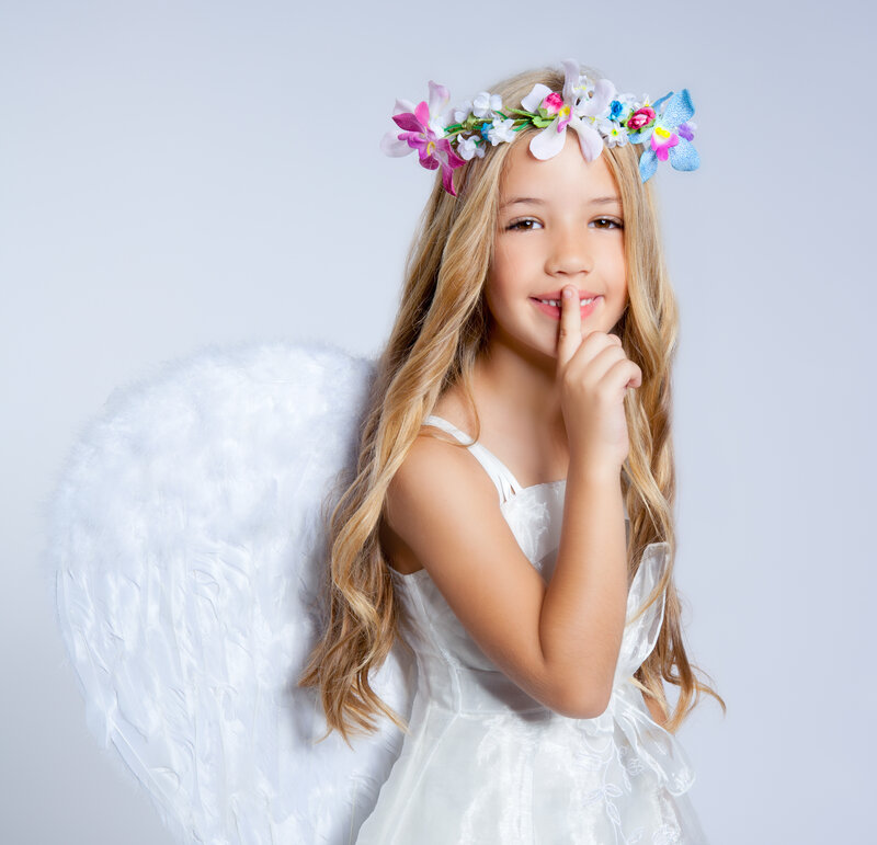 Girl in Angel Costume — White, Innocent, Photograph