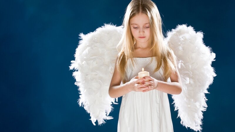 Girl in Angel Costume — White, Serene, Photograph, Wings