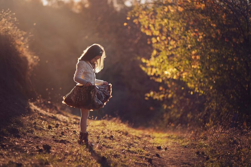 Girl in Autumn Dress