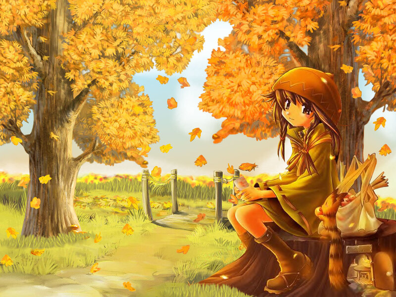 Girl in autumn forest