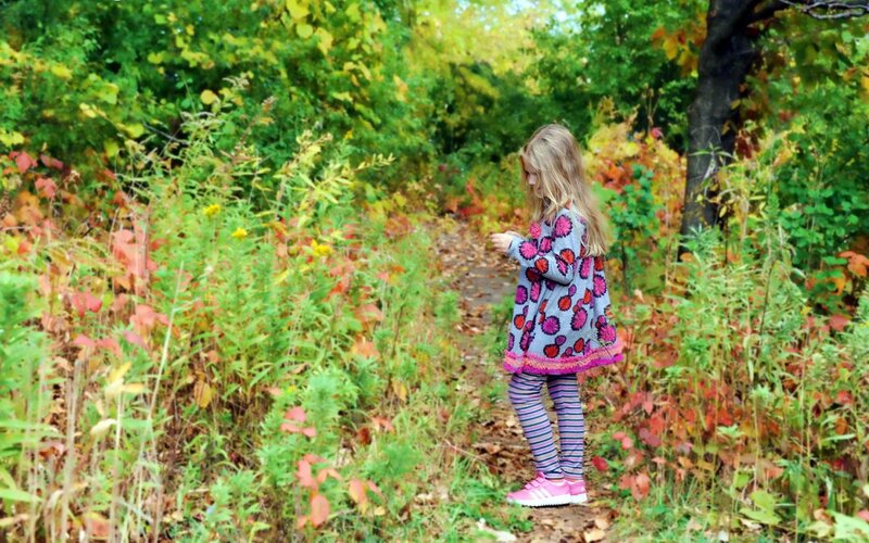 Girl in Autumn Forest — Green
