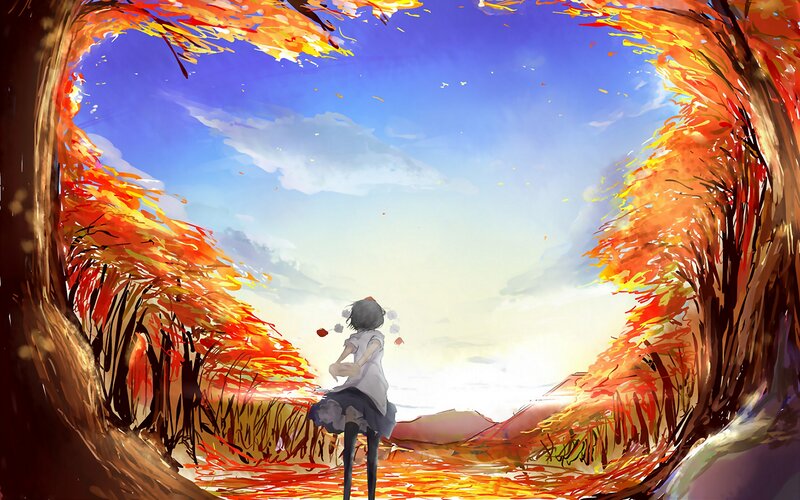 Girl in Autumn Forest — Orange