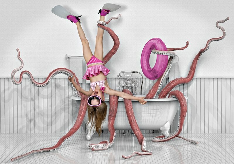 Girl in Bathtub with Octopus