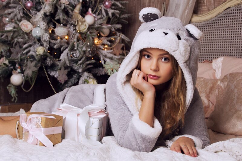 Girl in Bear Hoodie