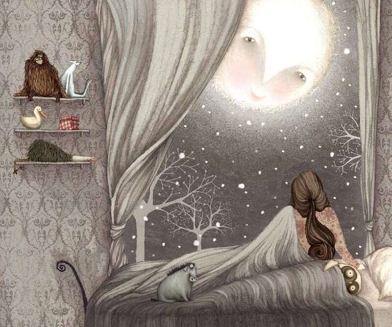 Girl in Bed at Night