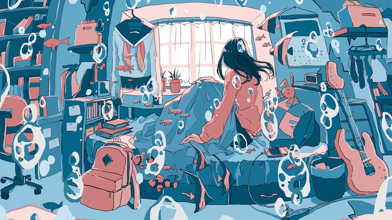 Girl in Bedroom — Blue