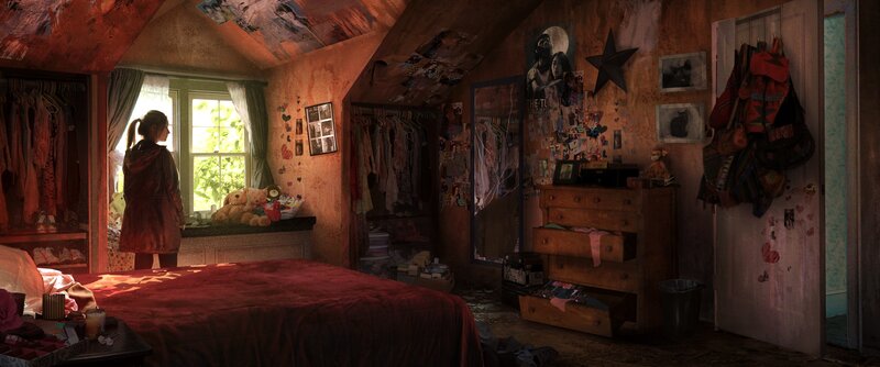 Girl in Bedroom — Red