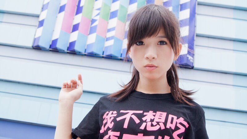 girl in black t-shirt