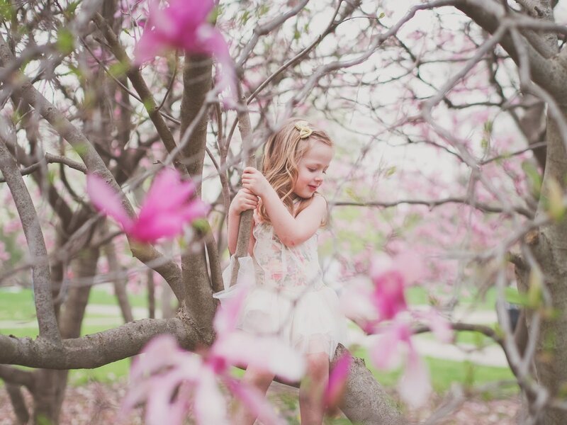Girl in Blooming Tree
