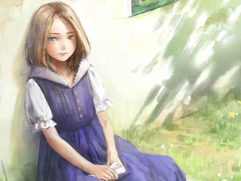 Girl in Blue Dress — Calm, Afternoon, Digital Art