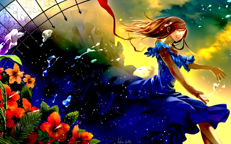 girl in blue dress dancing