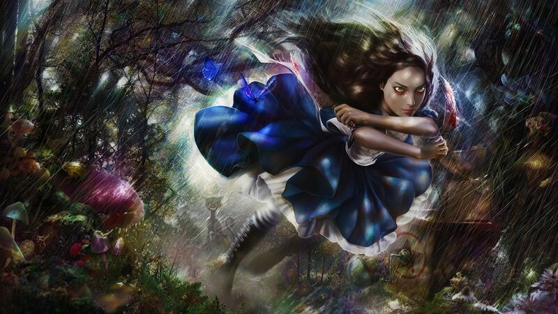 Girl in Blue Dress — Dramatic, Digital Art, Forest