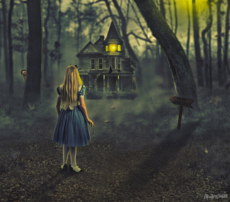 Girl in Blue Dress — Green, Creepy