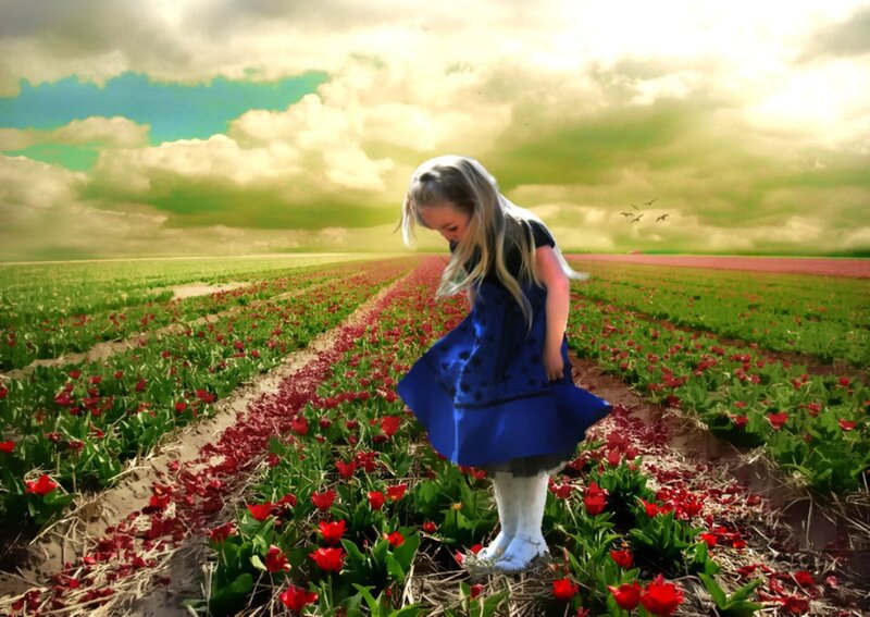 Girl in Blue Dress — Red