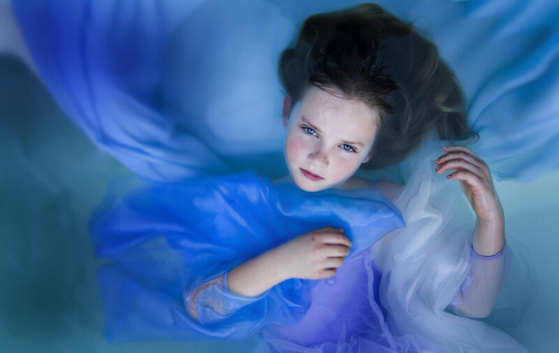 Girl in Blue Dress — Serene, Photograph