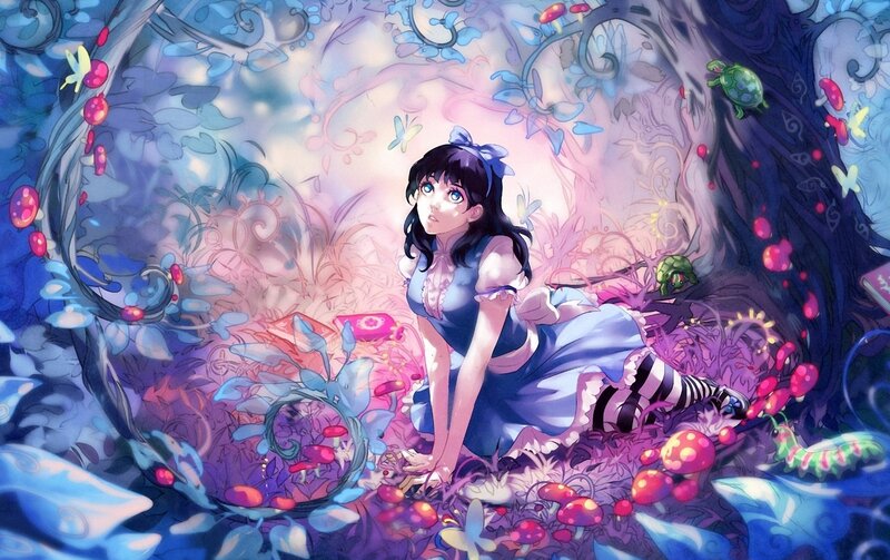 Girl in Blue Dress — Whimsical, Digital Art