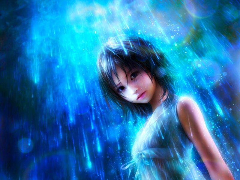 Girl in Blue Rain