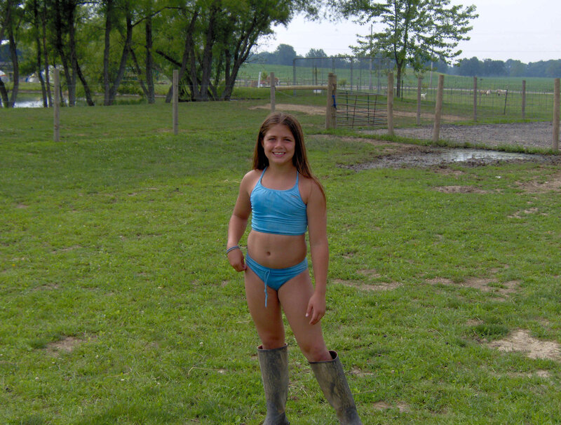 Girl in Blue Swimsuit — Green