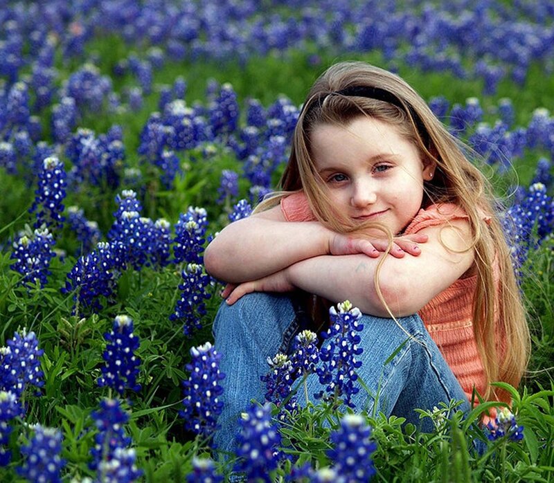 Girl in Bluebonnet Field