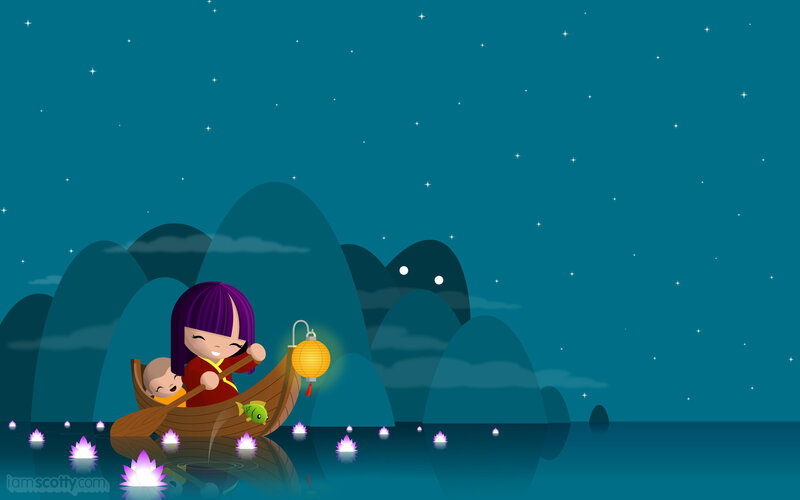 girl in boat at night