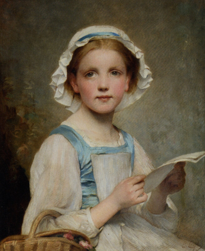 Girl in Bonnet Reading