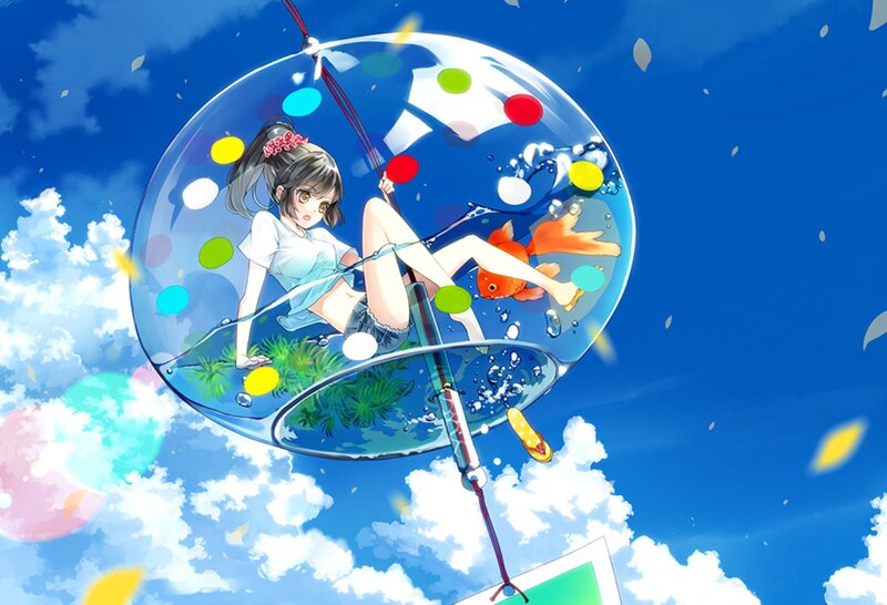 Girl in Bubble with Fish