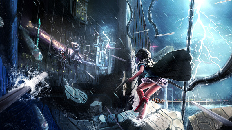 Girl in Cape Fighting