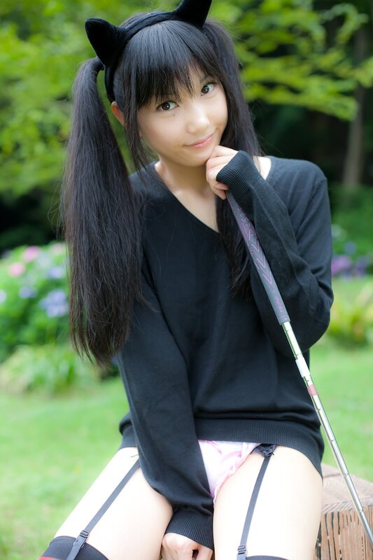 girl in cat ears outdoors