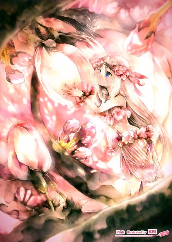 girl in cherry blossom garden