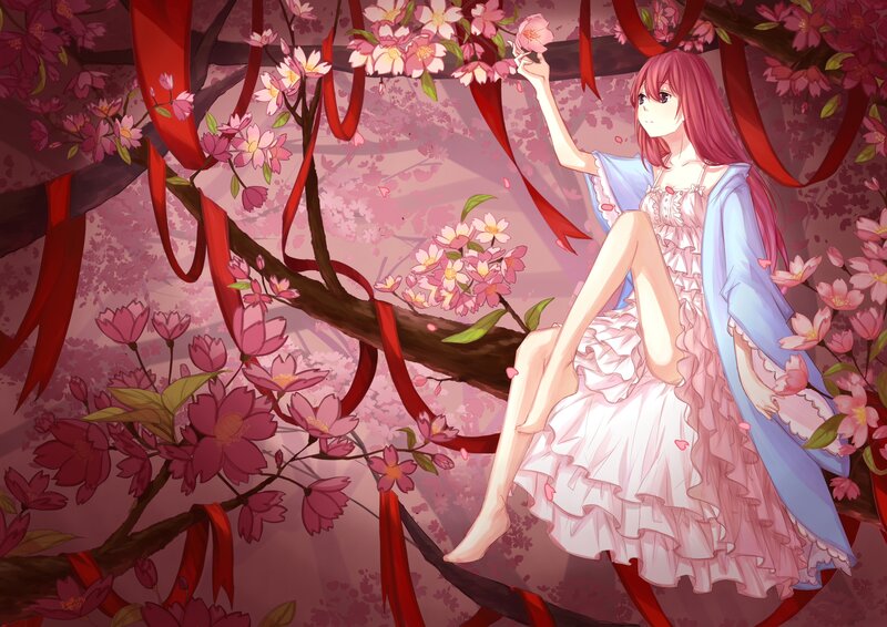 Girl in Cherry Blossom Tree — Pink