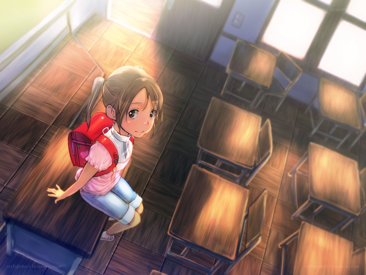 girl in classroom at sunset