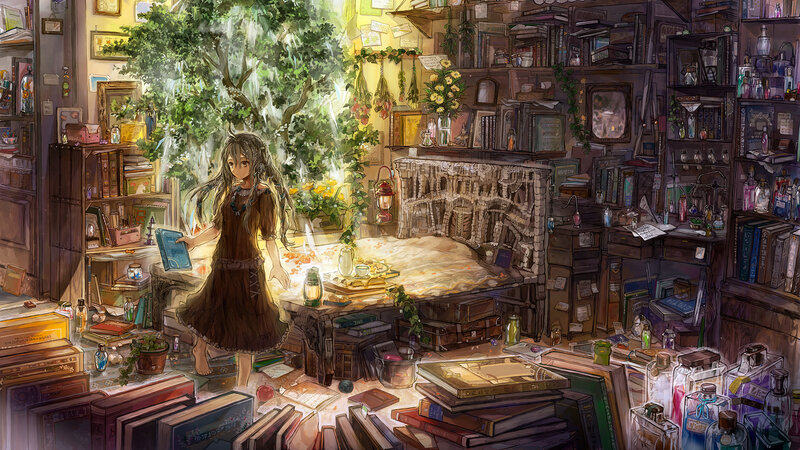 Girl in Cluttered Room