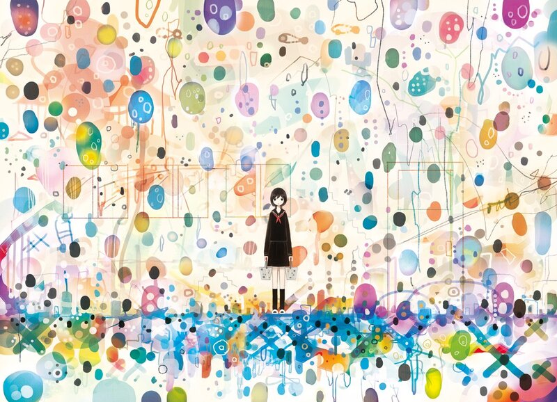 girl in colorful abstract world