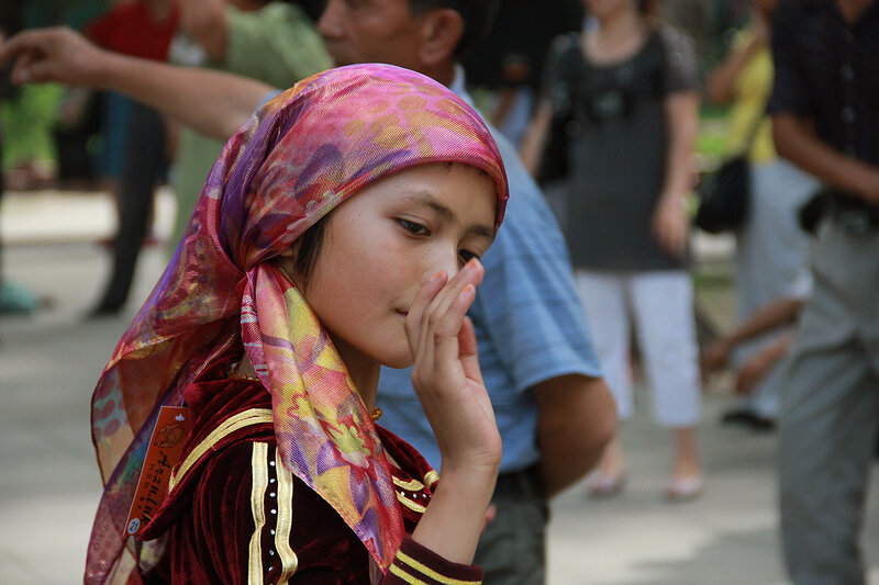 girl in colorful headscarf