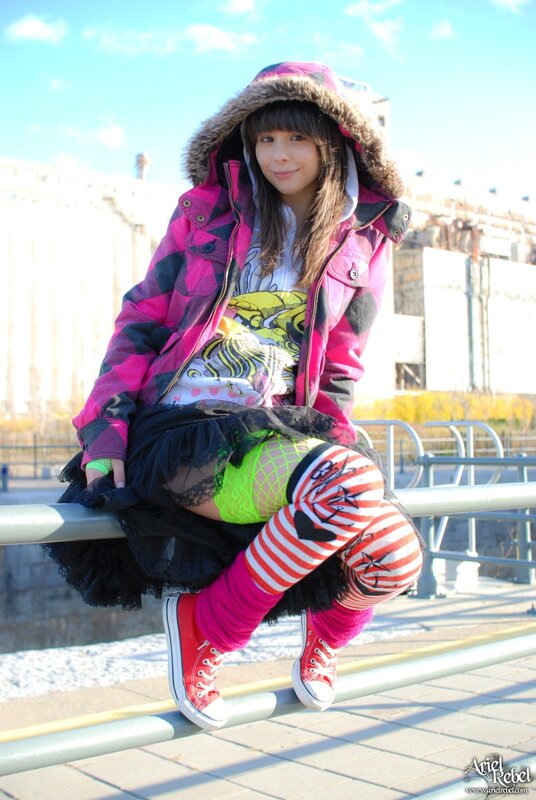 Girl in colorful winter outfit