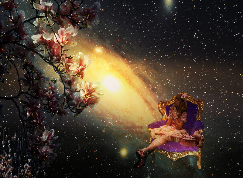 girl in cosmic garden
