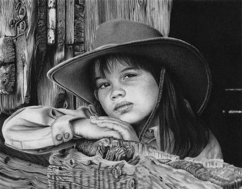 Girl in Cowboy Hat — Black, Contemplative