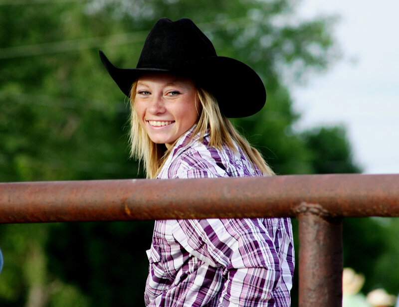Girl in Cowboy Hat — Black, Happy