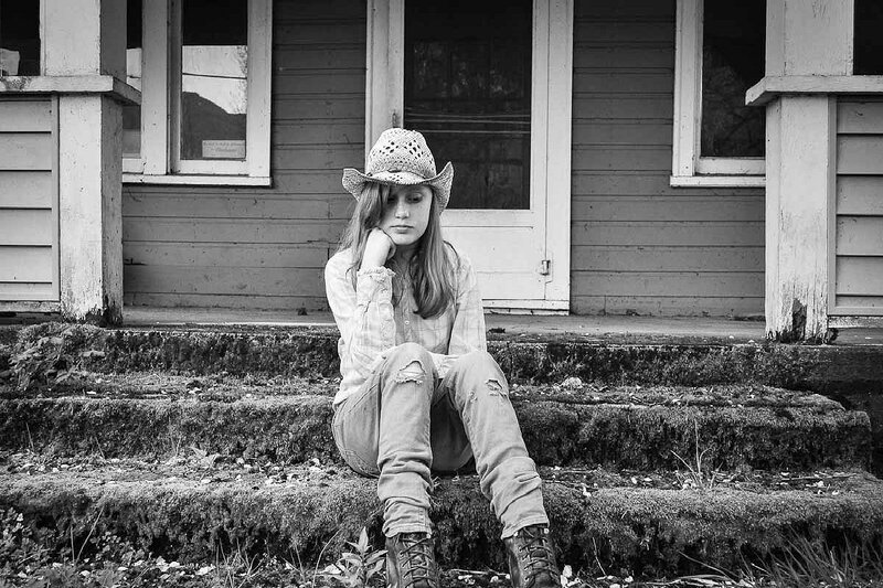 Girl in Cowboy Hat — Black