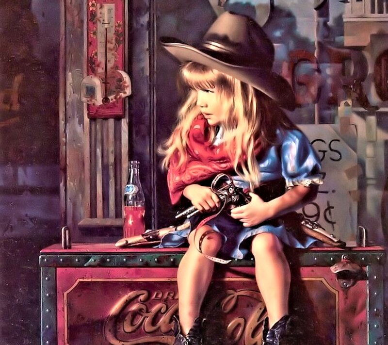 Girl in Cowboy Hat — Blue, Dramatic