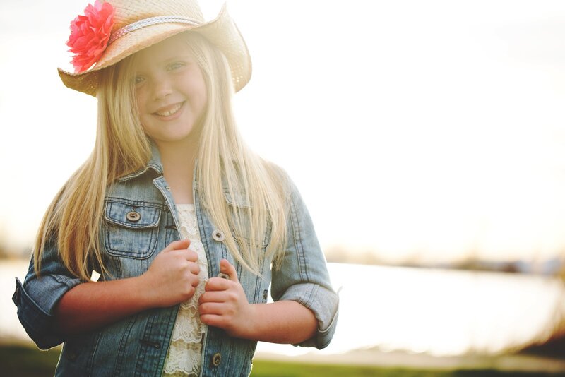 Girl in Cowboy Hat — Blue, Serene, Sunset